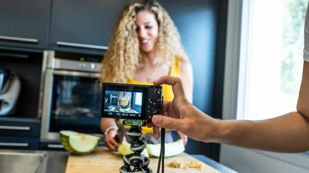 A person learning how to go viral creates a cooking video